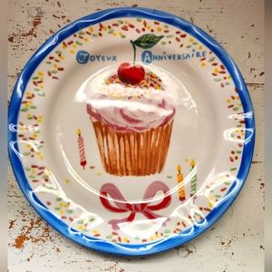 ANTHROPOLOGIE Nathalie Lete Joyeux Anniversaire 10" Plate